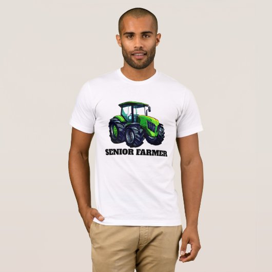 "Senior Farmer" en Green Tractor T-Shirt (Voorkant volledig)