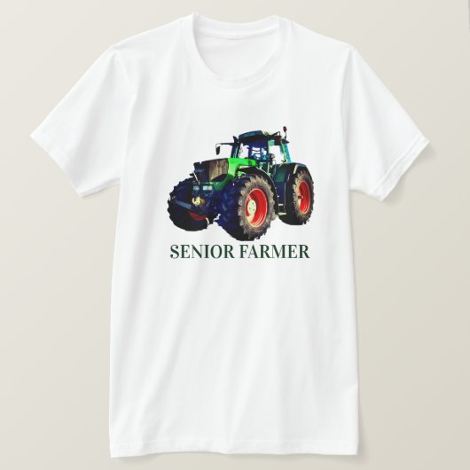 "Senior Farmer" en Green Tractor T-Shirt (Design voorkant)