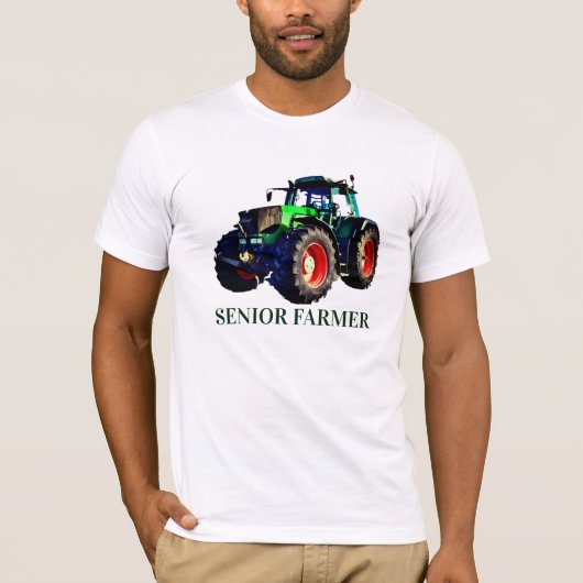 "Senior Farmer" en Green Tractor T-Shirt (Voorkant)