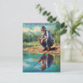 Senior Fisherman's Reflection Briefkaart (Staand voorkant)
