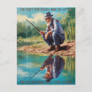 Senior Fisherman's Reflection Briefkaart