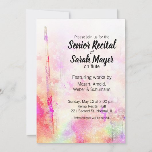 Senior fluit overweging kleurrijke Waterverf ontwe Kaart (Voorkant)