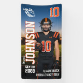 Senior Football MVP Player Sports Photo Display Spandoek (Verticaal)