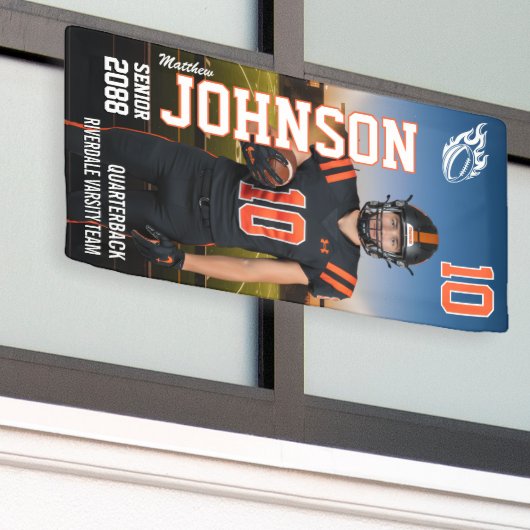 Senior Football MVP Player Sports Photo Display Spandoek (Buitenkant Gebouw)