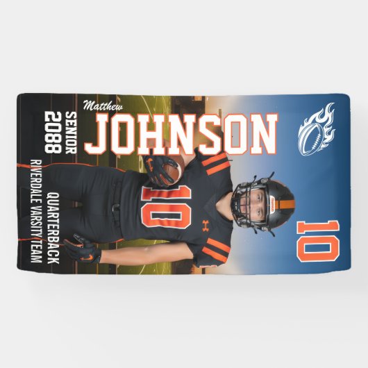 Senior Football MVP Player Sports Photo Display Spandoek (Horizontaal)