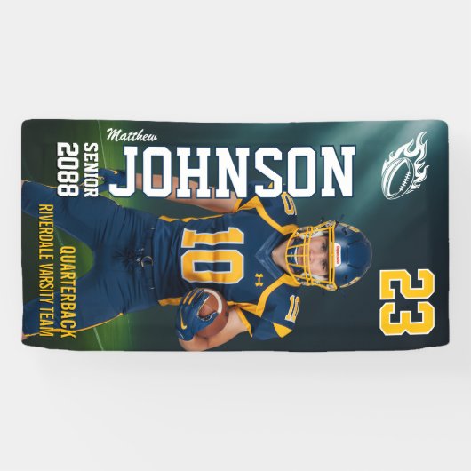 Senior Football MVP Player Sports Photo Vertical Spandoek (Horizontaal)