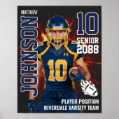 Senior Football Photo Fire Background Sports Poster (Voorkant)