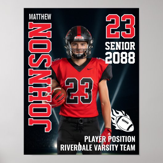 Senior Football Photo Light Background Sports Poster (Voorkant)
