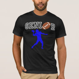 Senior Football Quarterback met Blauwe Silhouet T-shirt