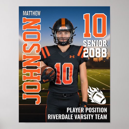 Senior Football Stadium Player Photo Sports Poster (Voorkant)