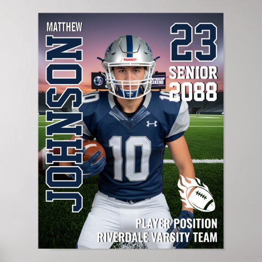 Senior Football Team Custom Photo Gift Sports Poster (Voorkant)