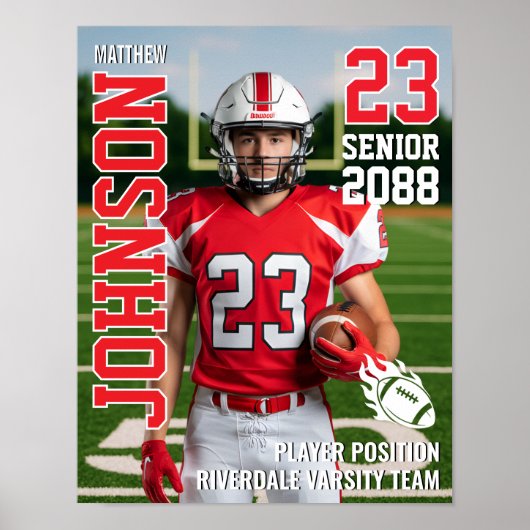 Senior Football Team Photo Gift Sports Player Poster (Voorkant)
