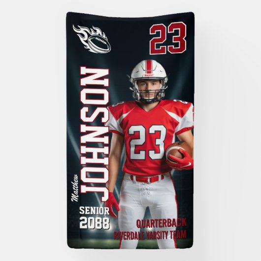 Senior Football Team Player Sports Photo Vertical Spandoek (Verticaal)