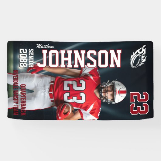 Senior Football Team Player Sports Photo Vertical Spandoek (Horizontaal)