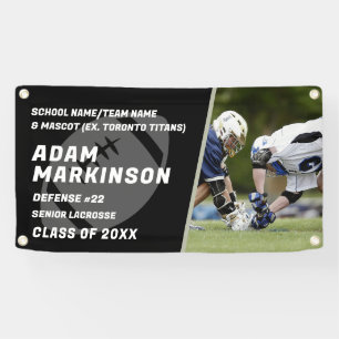 Senior Football Zwart-wit Outdoor Banner