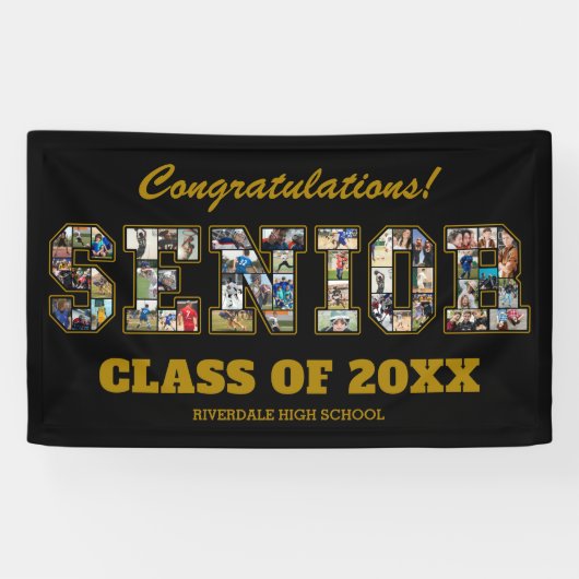 Senior Foto Collage Afstudeerfeest Welkom Spandoek (Horizontaal)