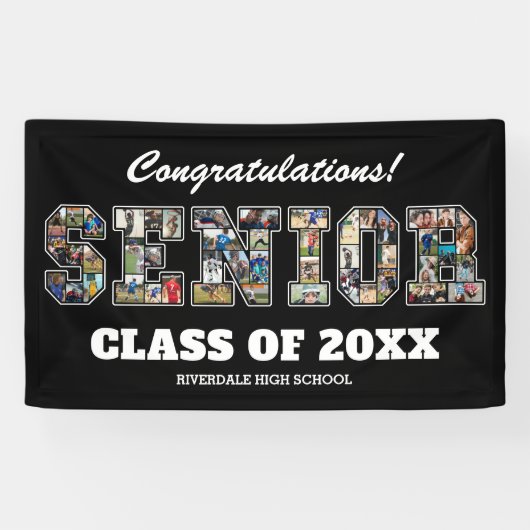 Senior Foto Collage School Afstudeerfeest Bord Spandoek (Horizontaal)