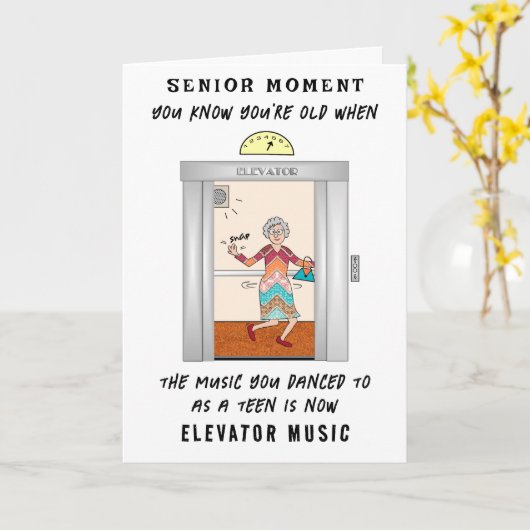Senior Funny Flashback Add a Name Birthday Card Kaart (Gele Bloem)