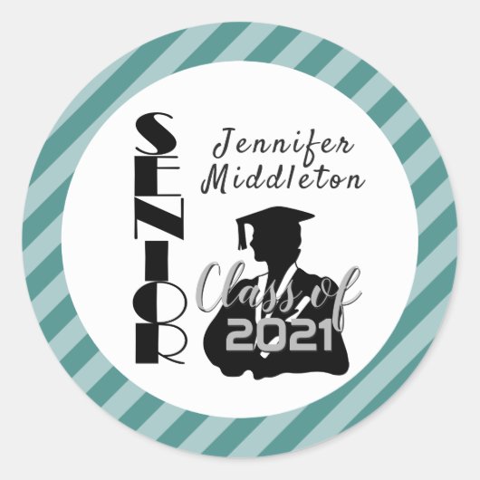 Senior Girl-Afstuderen - DIY-kleur Ronde Sticker (Voorkant)