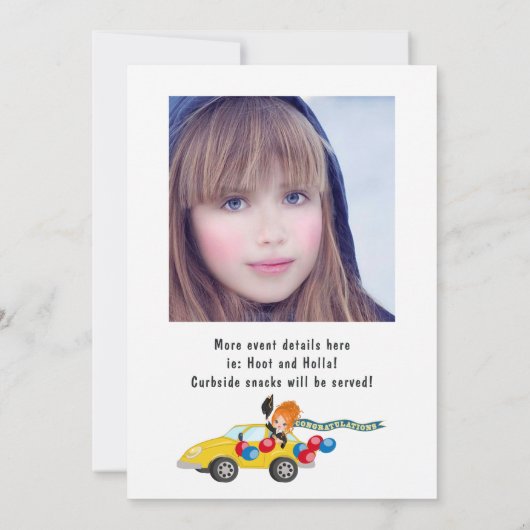 Senior Girl drive by graduation Party Photo Kaart (Achterkant)