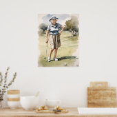 Senior Golfer - Golf Art Print (Keuken)