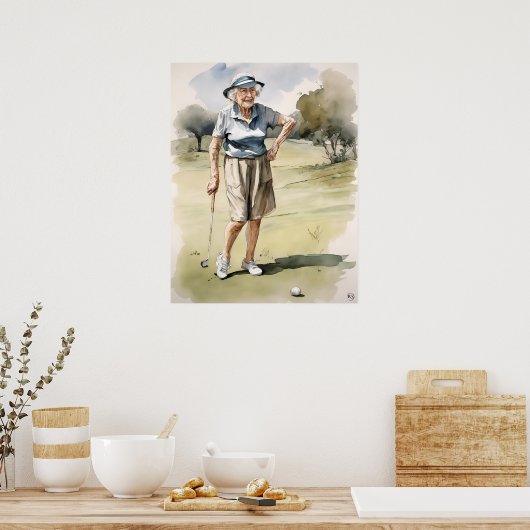 Senior Golfer - Golf Art Print (Keuken)