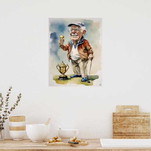 Senior Golfer - Golf Art Print (Keuken)