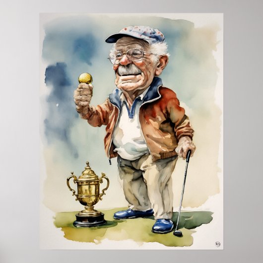 Senior Golfer - Golf Art Print (Voorkant)