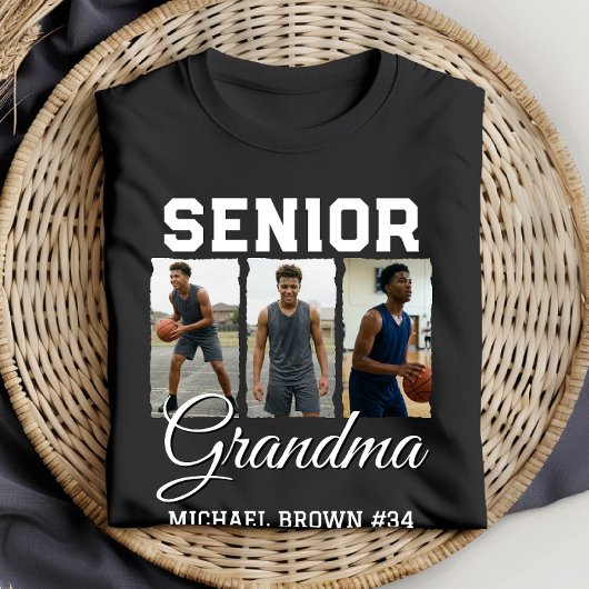 Senior Grootmoeder Basketbal Foto Collage Aangepas T-shirt