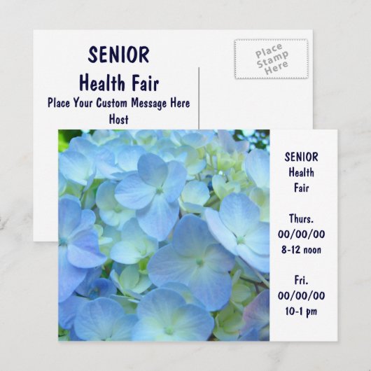 SENIOR Health Fair Invitation Kaarten, aangepast B Uitnodiging Briefkaart (Voorkant / Achterkant)