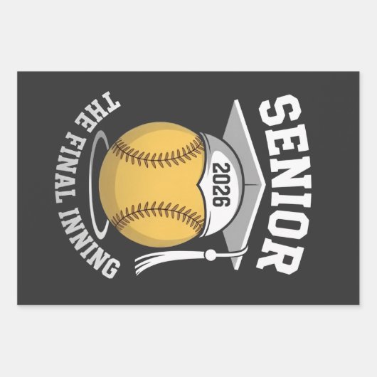 Senior Het Laatste Inning 2026 Softbal Afstuderen Inpakpapier Vel (Voorkant)