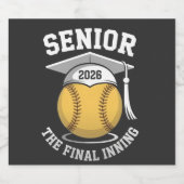 Senior Het Laatste Inning 2026 Softbal Afstuderen Sparkling Wijnetiket (Enkel label)