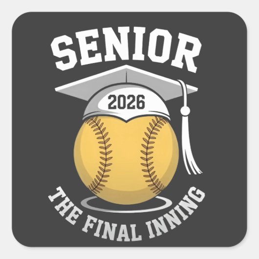 Senior Het Laatste Inning 2026 Softbal Afstuderen Vierkante Sticker (Voorkant)