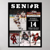Senior Hockey Player Name Number 5 Photo Collage Poster (Voorkant)