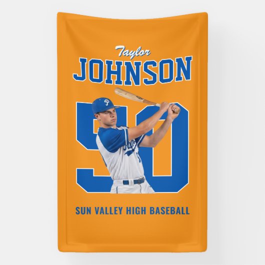 Senior honkbal aangepaste fototruit nummer sport spandoek (Verticaal)