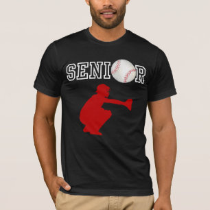 Senior honkbal catcher speler rode silhouet t-shirt