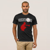 Senior honkbal catcher speler rode silhouet t-shirt (Voorkant volledig)