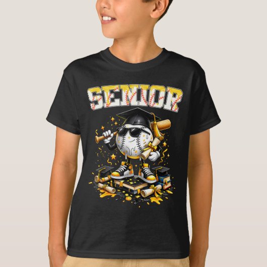 Senior honkbal druppel ijs jongen afstuderen t-shirt (Voorkant)