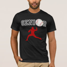 Senior honkbalpitcher speler rode silhouet t-shirt