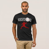 Senior honkbalpitcher speler rode silhouet t-shirt (Voorkant volledig)