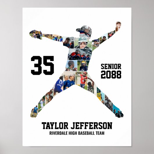 Senior Honkbalpitcher Sportfoto Collage Poster (Voorkant)