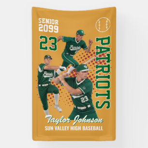 Senior honkbalspeler Aangepaste foto groene sporte Spandoek