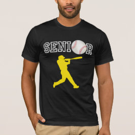 Senior honkbalspeler met gele silhouet t-shirt