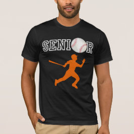 Senior honkbalspeler met oranje silhouet t-shirt
