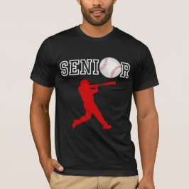 Senior honkbalspeler met rode silhouet t-shirt