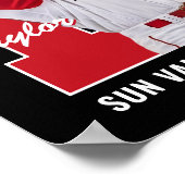Senior honkbalspeler nummer aangepaste foto rood poster (Hoek)