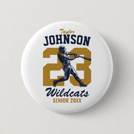 Senior honkbalteam middelbare school sporter ronde button 5,7 cm (Voorkant)