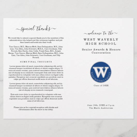 Senior Honours en Awards oproepingsprogramma Flyer (Voorkant)