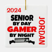 Senior houdt van het spelen van videogames keramisch ornament (Achterkant)