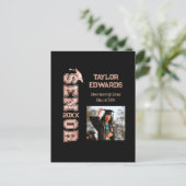 Senior Jaar Afstudeerder Foto Afstuderen Glitter J Briefkaart (Staand voorkant)